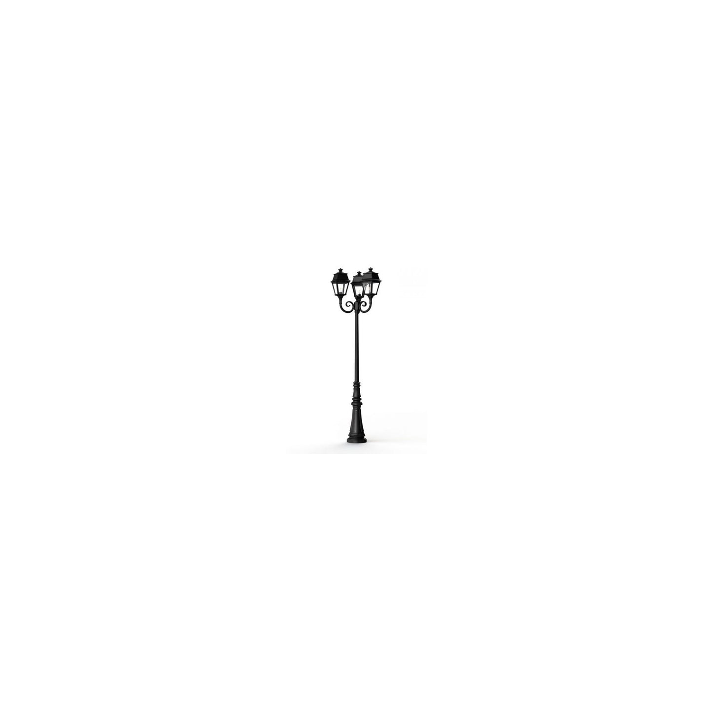 Avenue 2 Large 3-Arm Clear Glass Lamp Post with Minimalist lines style lantern