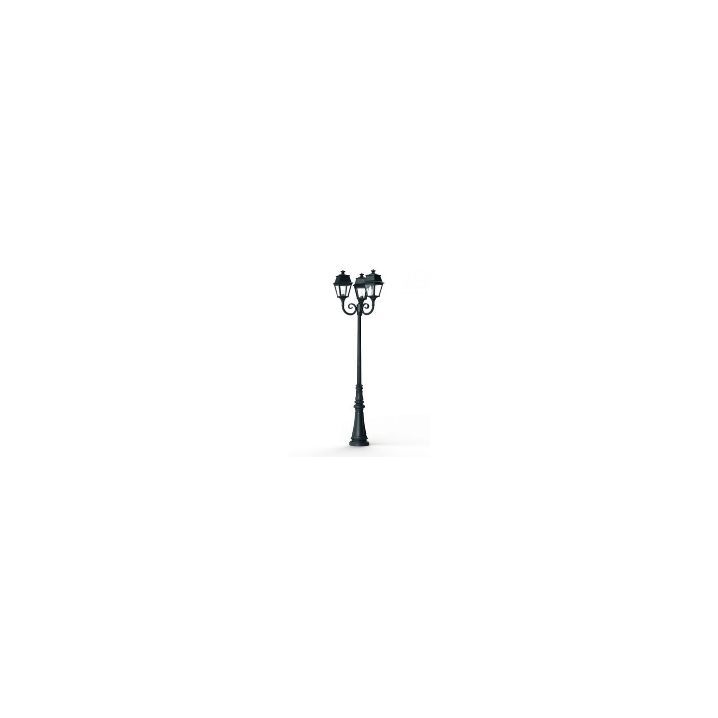 Avenue 2 Large 3-Arm Clear Glass Lamp Post with Minimalist lines style lantern