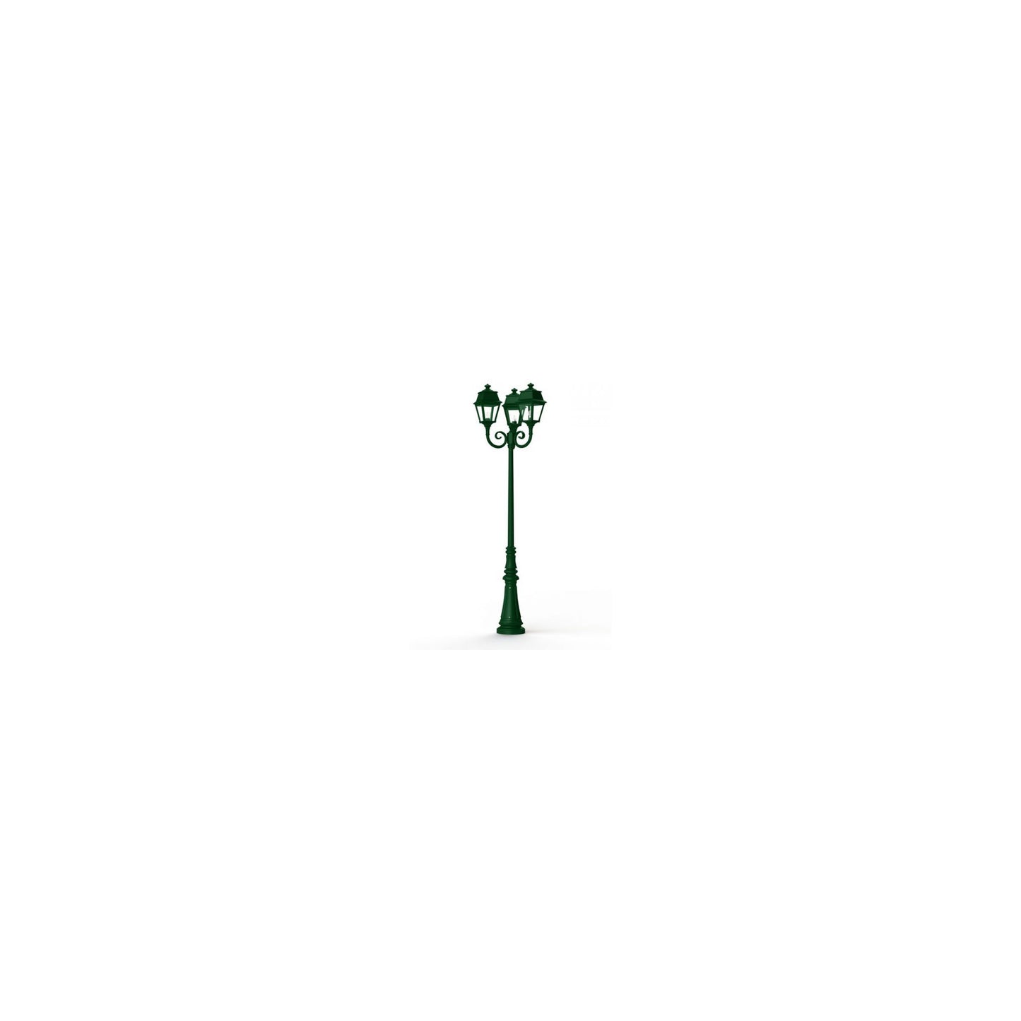 Avenue 2 Large 3-Arm Clear Glass Lamp Post with Minimalist lines style lantern