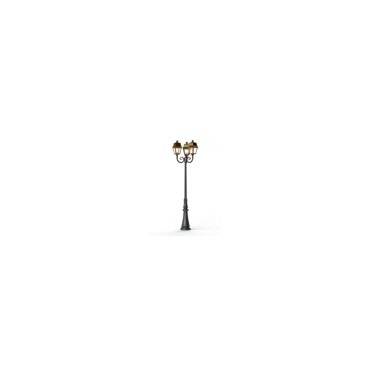Avenue 2 Large 3-Arm Clear Glass Lamp Post with Minimalist lines style lantern