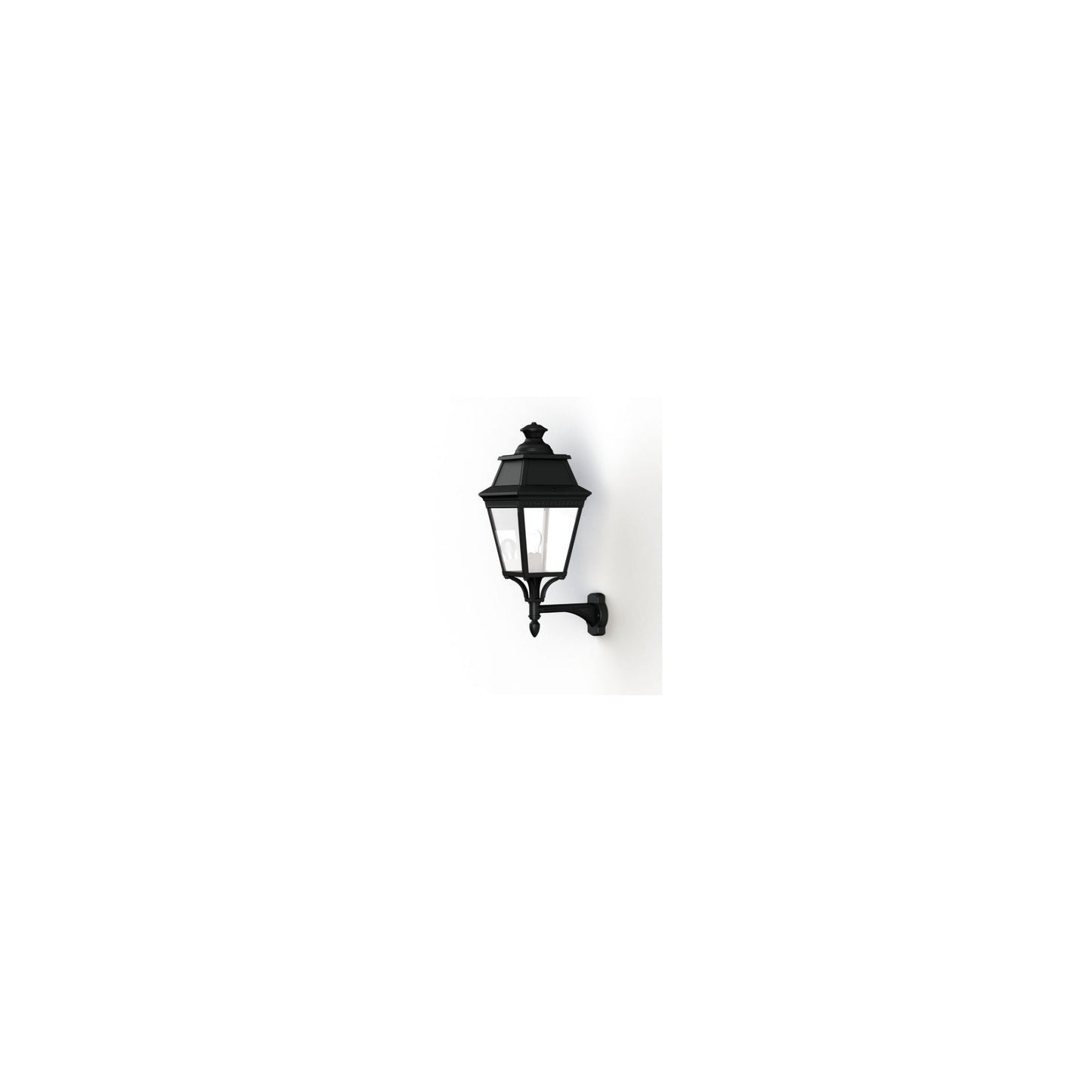 Avenue 3 Clear Glass Upwards Wall Bracket with Four-Sided Lantern