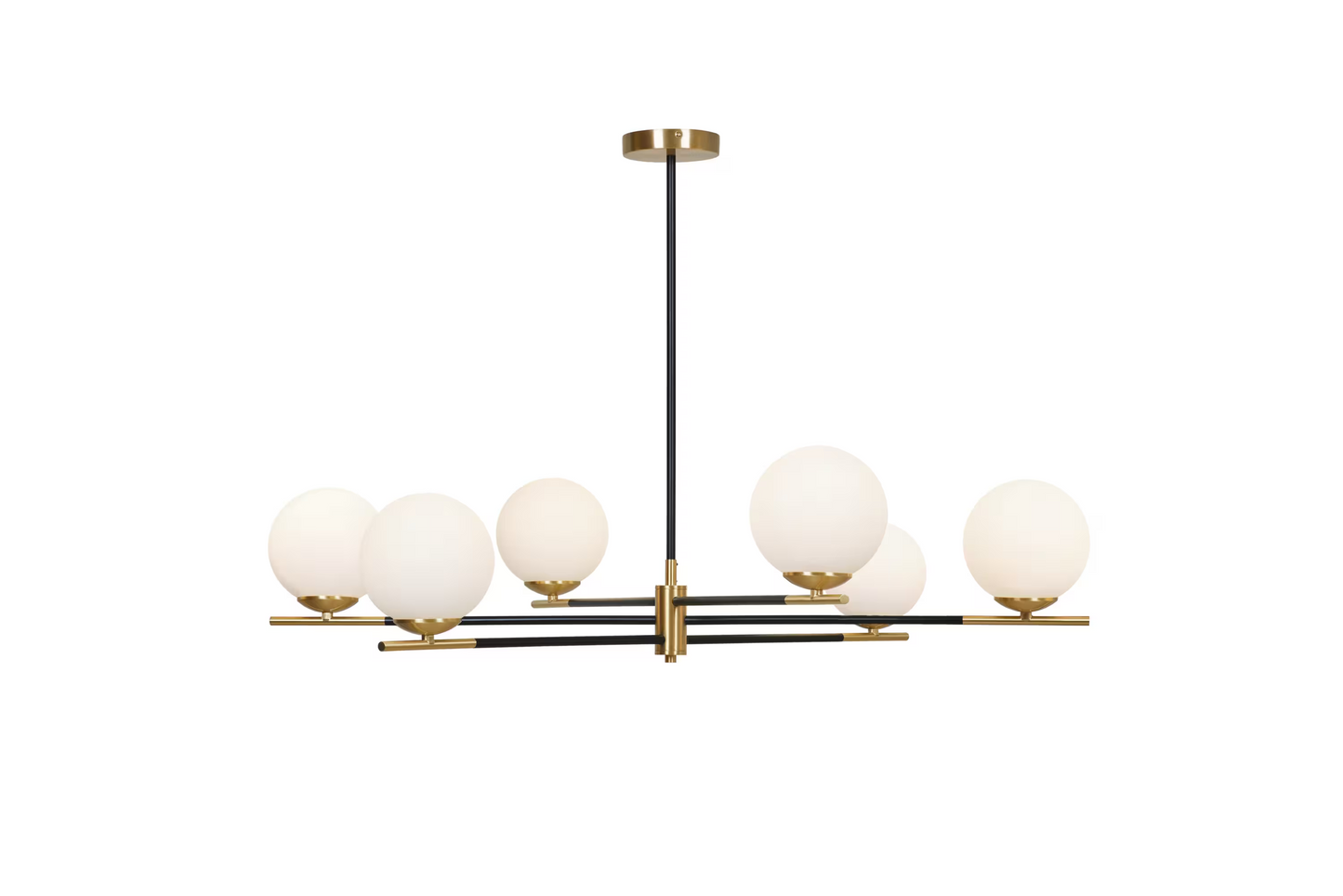 Harmony 6-Light Pendant Satin Brass with Opal Glass