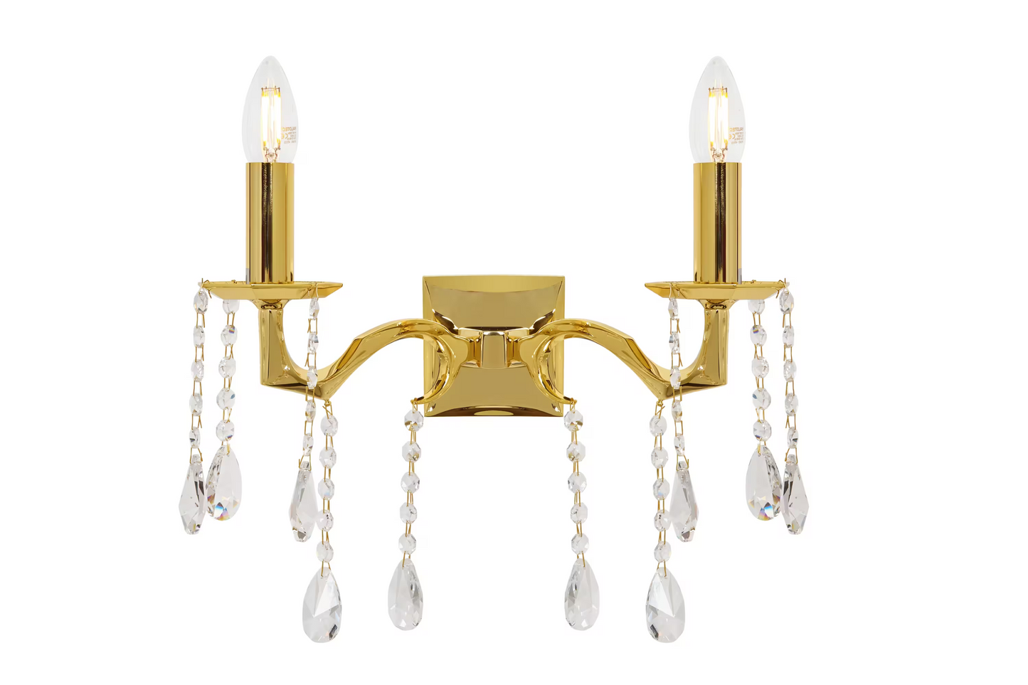 Majestic 2-Light Wall Lamp with Clear Crystal