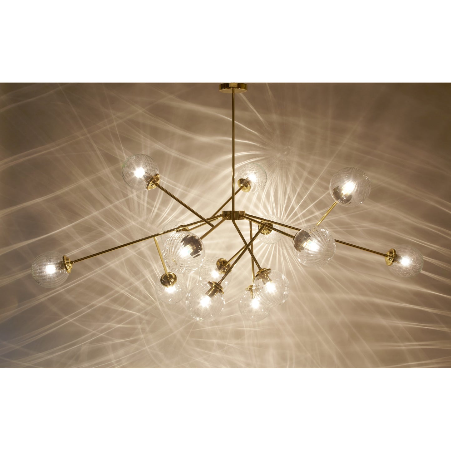 Globus 12-Light Pendant with Ribbed Clear Glass
