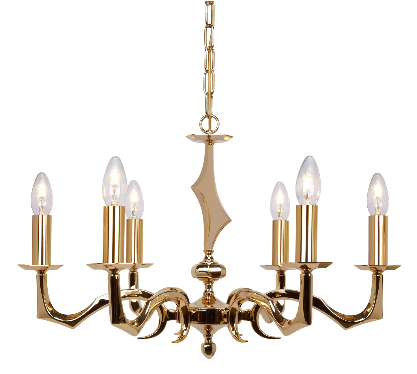 Suclpture Metal Plate 6-Light Chandelier with Asfour Lead Crystal