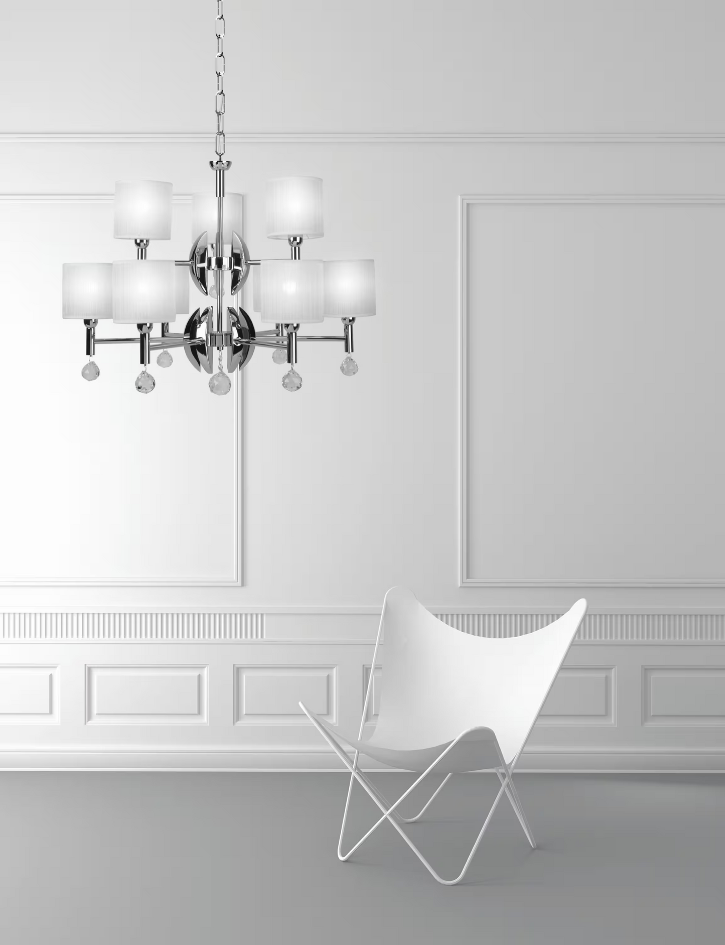 Mandarina 9-Light Chandelier with White Shade
