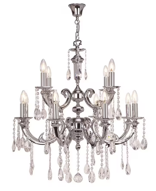 Luxor 12-Light Chandelier with Asfour Lead Crystal