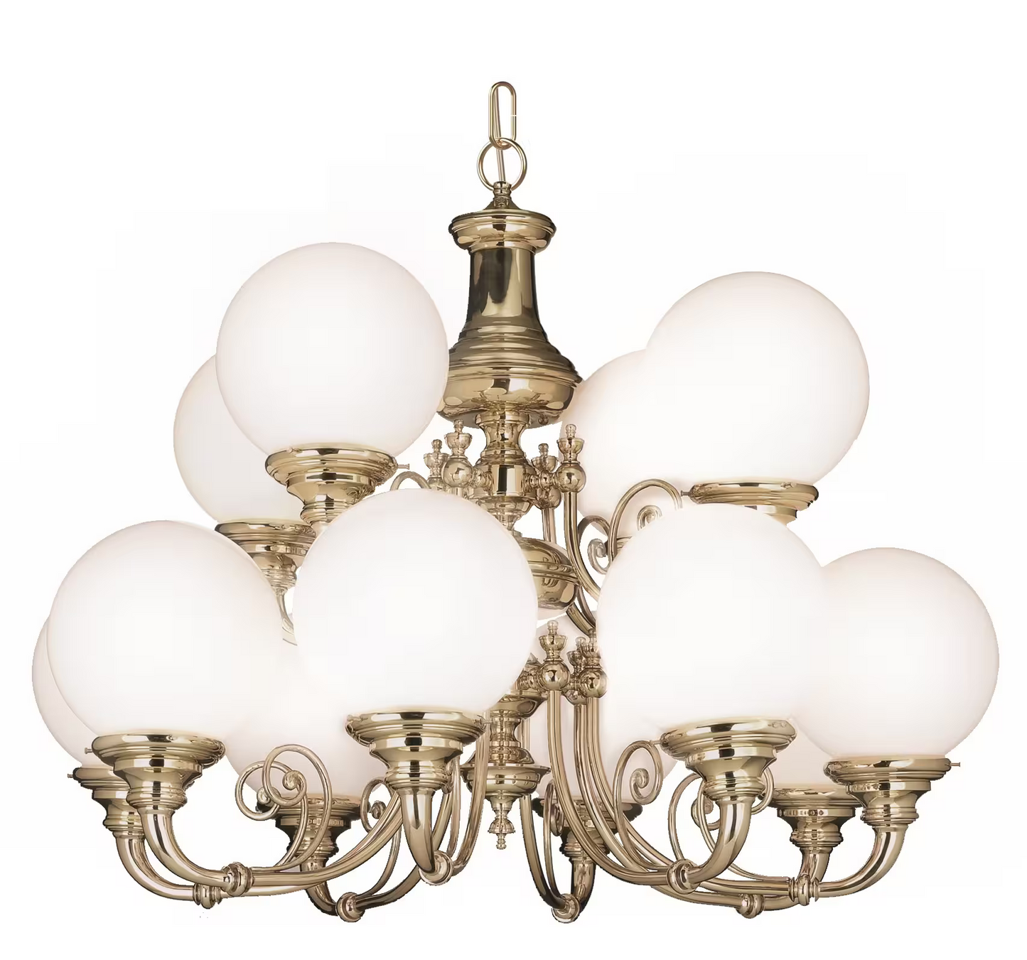 Newport 12-Light Chandelier with White Glass