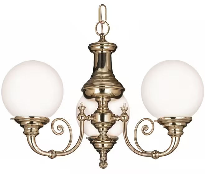 Newport 3-Light Chandelier with White Glass