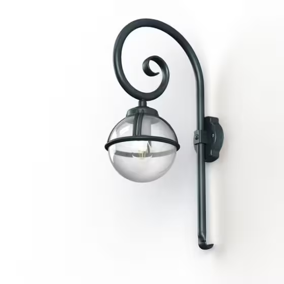 Boreal Model 2 Smoked Glass Swan Neck Wall Bracket with Cast Aluminium