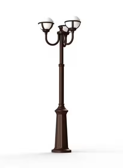 Boreal Model 9 Opal Glass Pole 3 Lanterns Street Lamp