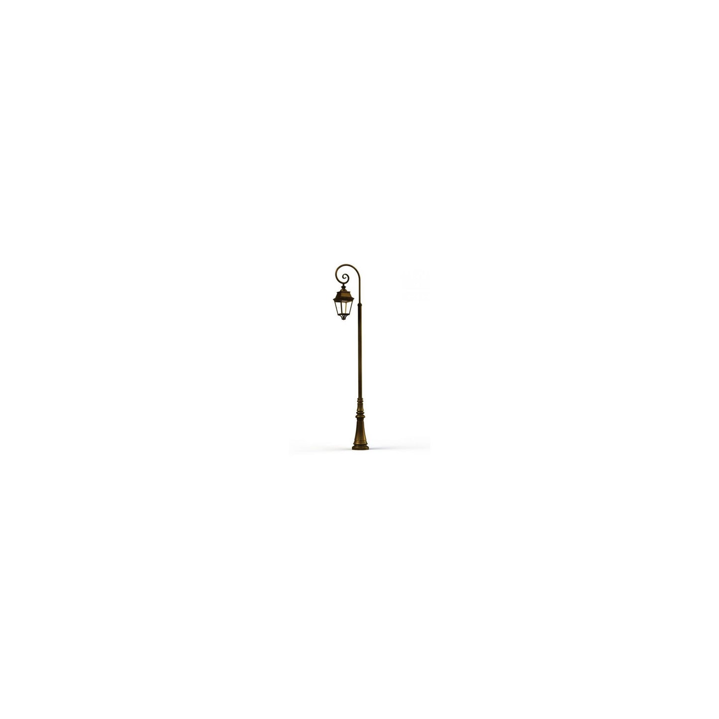 Avenue 3 Clear Glass Swan Neck 3000K LED Lamp Post with Minimalist lines style lantern
