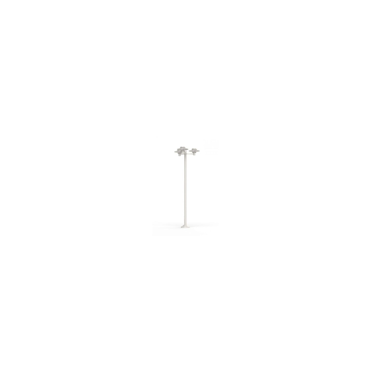 Kerlouan Large Three-Arm Clear Glass Lamp Post with Minimalist Lines Style Lantern