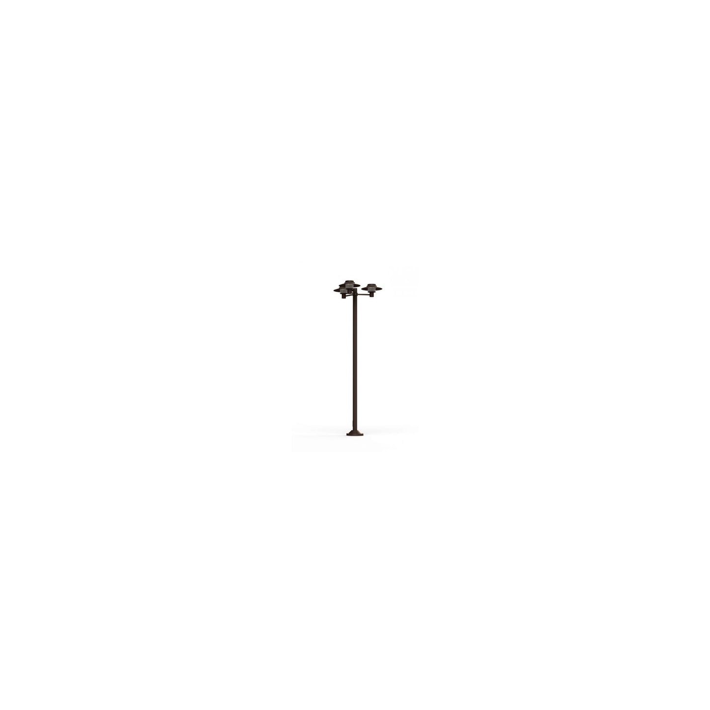 Kerlouan Large Three-Arm Clear Glass Lamp Post with Minimalist Lines Style Lantern