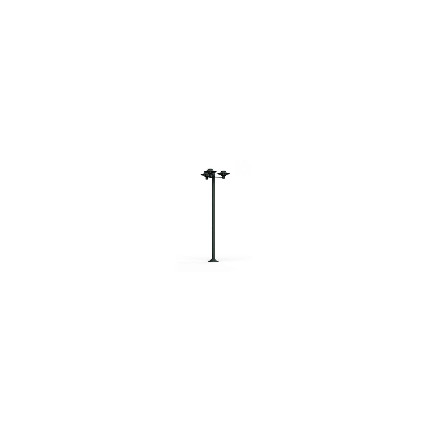 Kerlouan Large Three-Arm Clear Glass Lamp Post with Minimalist Lines Style Lantern