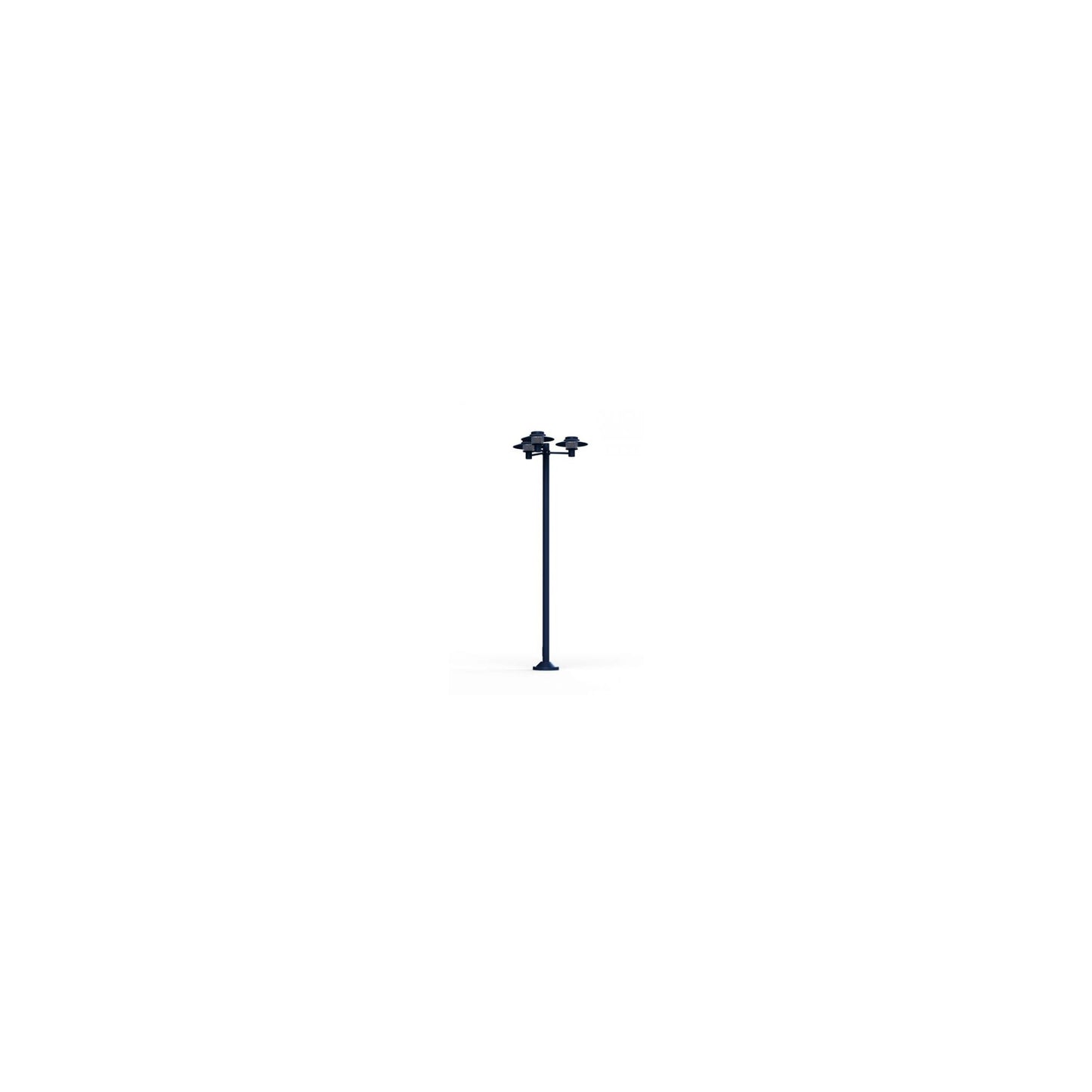 Kerlouan Large Three-Arm Clear Glass Lamp Post with Minimalist Lines Style Lantern
