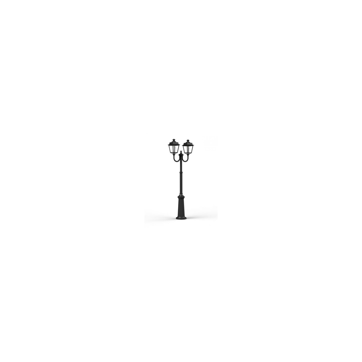 Place des Vosges 1 Evolution Extra-Large Double Arm Clear Glass Lamp Post with Minimalist lines style lantern