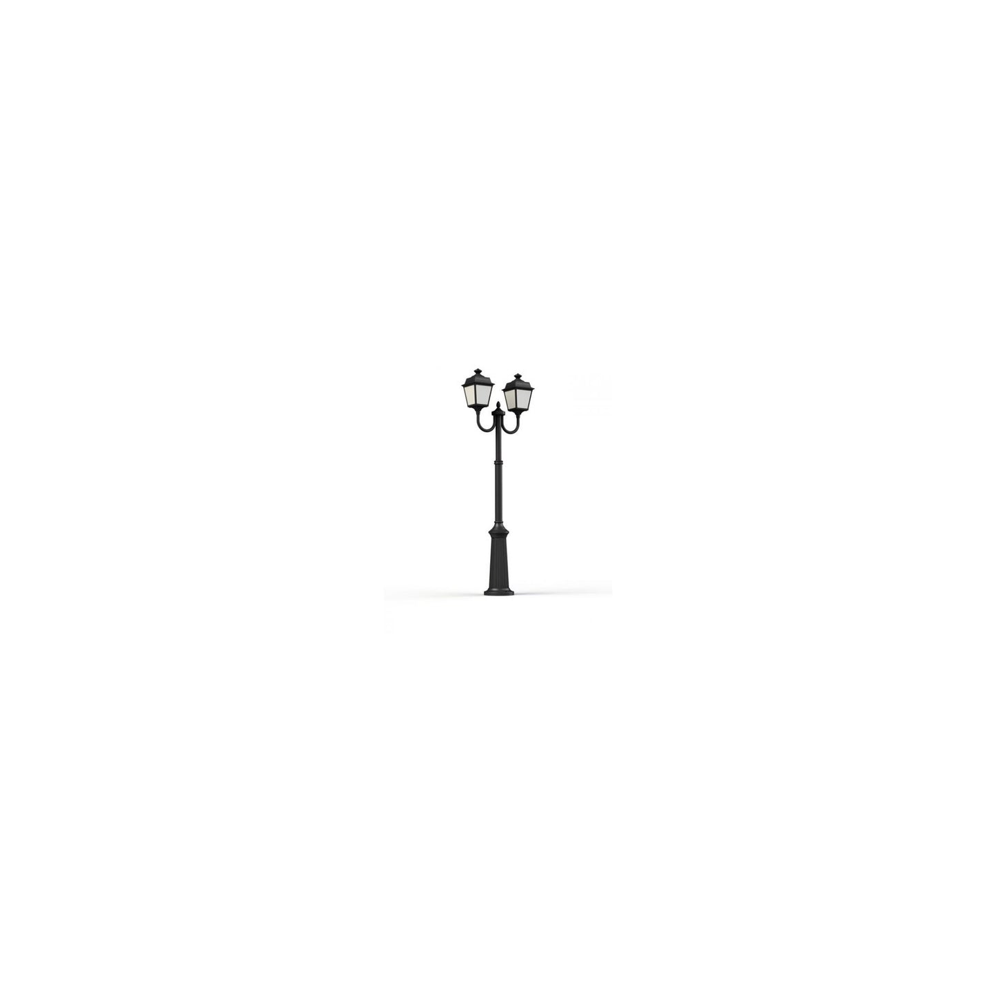 Place Des Vosges 1 Tradition Large Double Arm Frosted Glass Lamp Post with Minimalist lines style lantern