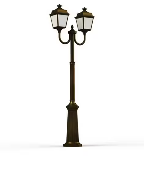 Place Des Vosges 1 Tradition Model 13 Double Arm Frosted Glass Lamp Post