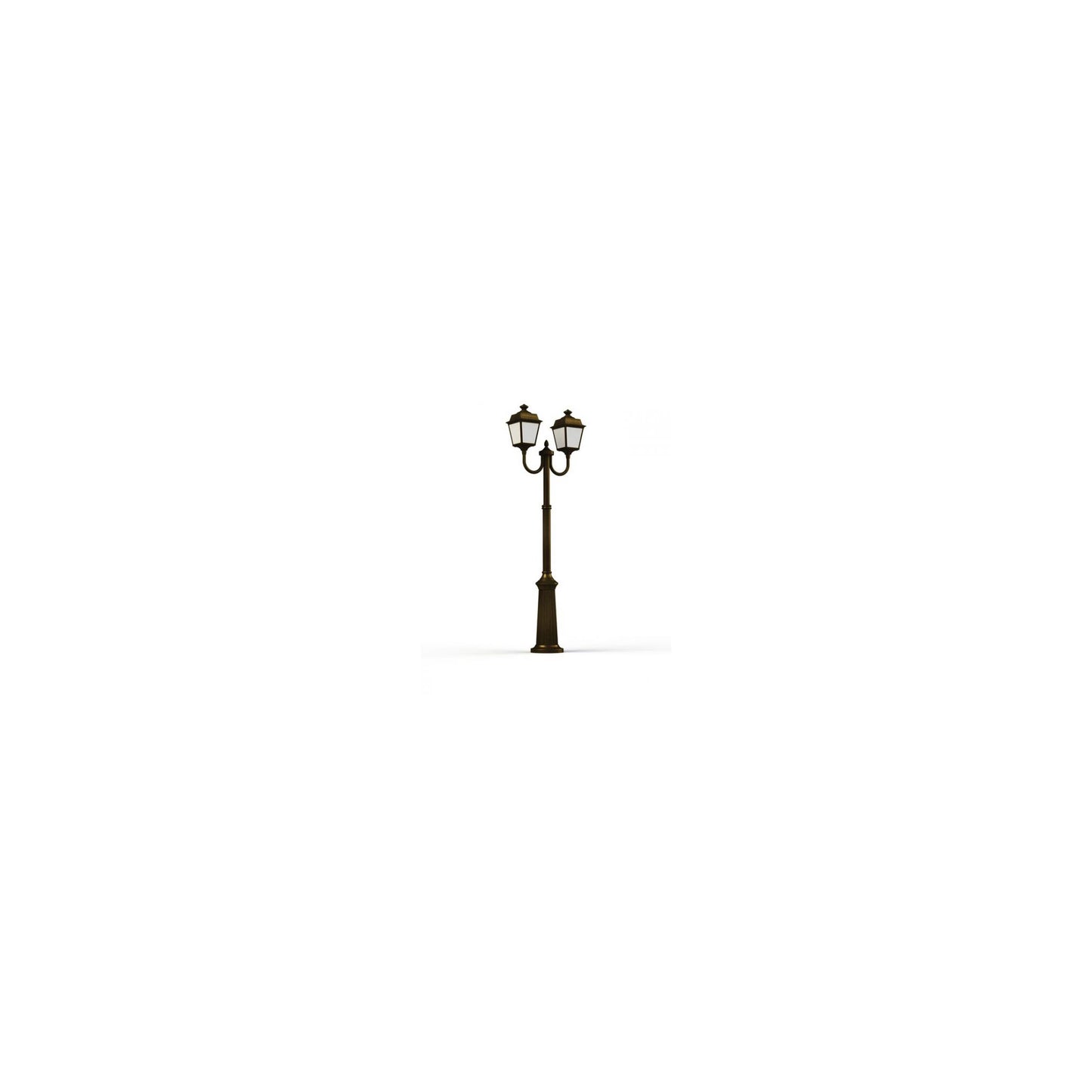 Place Des Vosges 1 Tradition Large Double Arm Frosted Glass Lamp Post with Minimalist lines style lantern