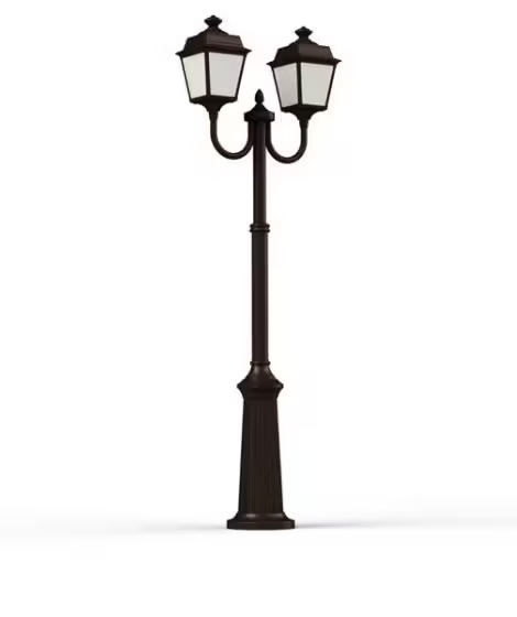 Place Des Vosges 1 Tradition Large Double Arm Frosted Glass Lamp Post