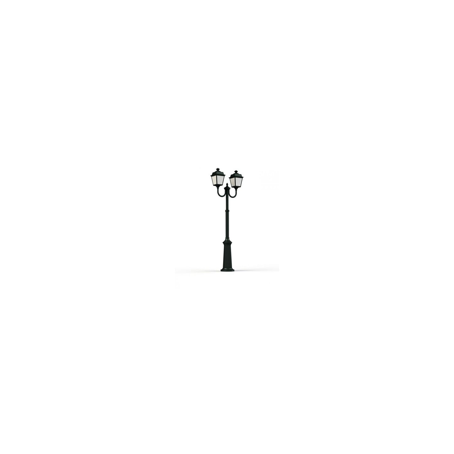 Place Des Vosges 1 Tradition Large Double Arm Frosted Glass Lamp Post with Minimalist lines style lantern