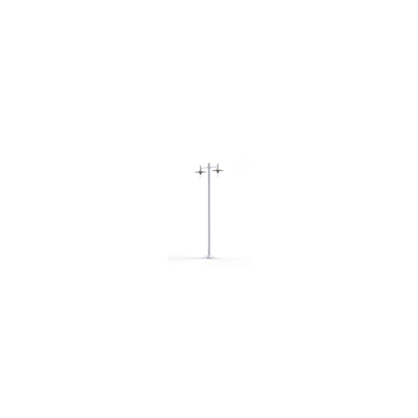 Montana Model 4 Double Arm Clear Glass & White Shade Lamp Post with Cast Aluminium Pole
