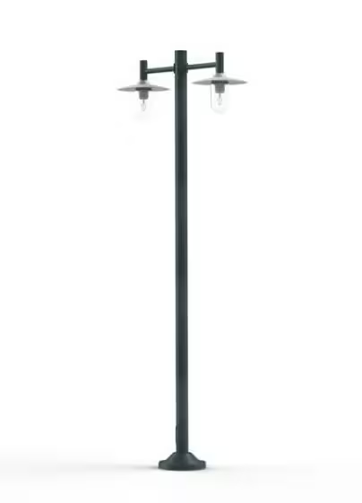 Montana Model 4 Double Arm Clear Glass & White Shade Lamp Post
