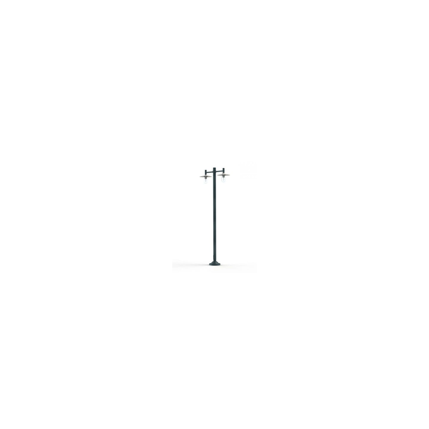 Montana Model 4 Double Arm Clear Glass & White Shade Lamp Post with Cast Aluminium Pole