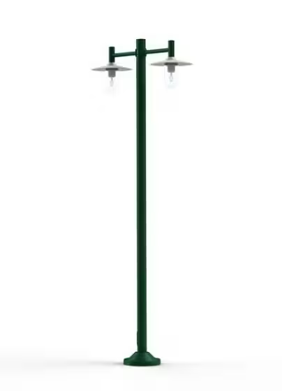 Montana Model 4 Double Arm Clear Glass & White Shade Lamp Post