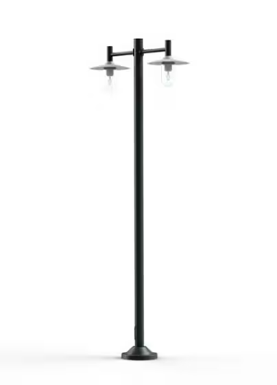 Montana Model 4 Double Arm Clear Glass & White Shade Lamp Post