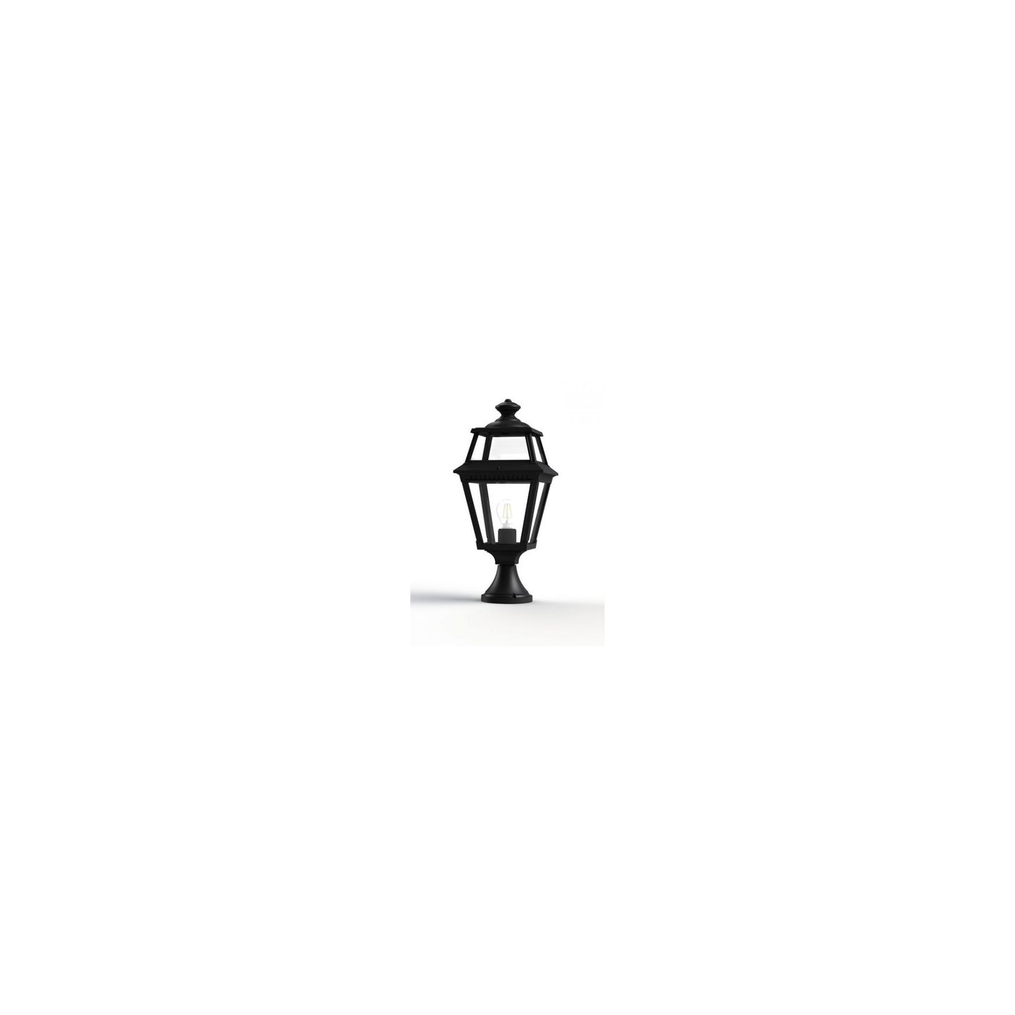 Place Des Vosges 2 Small Clear Glass Pedestal with Four-Sided Lantern