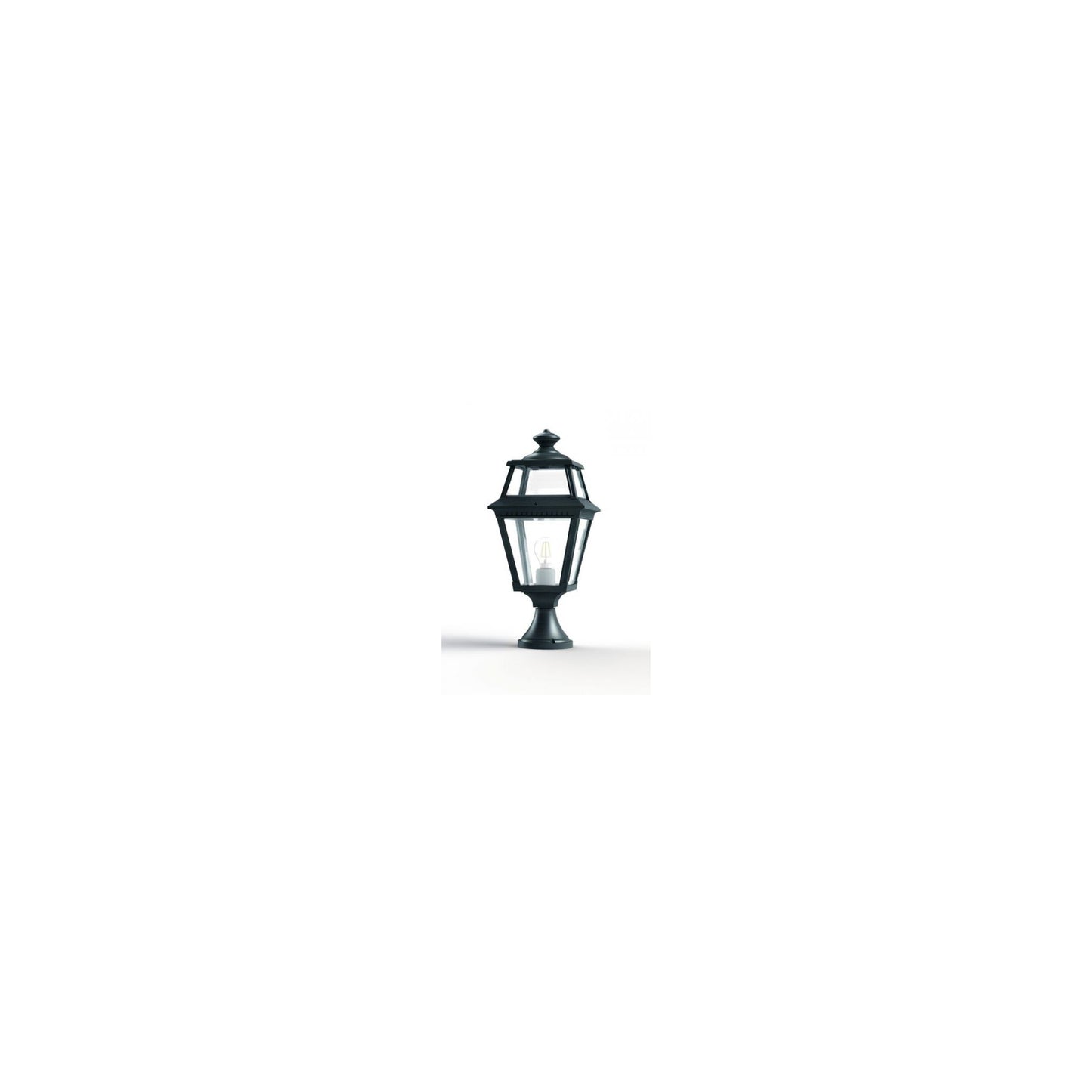 Place Des Vosges 2 Small Clear Glass Pedestal with Four-Sided Lantern