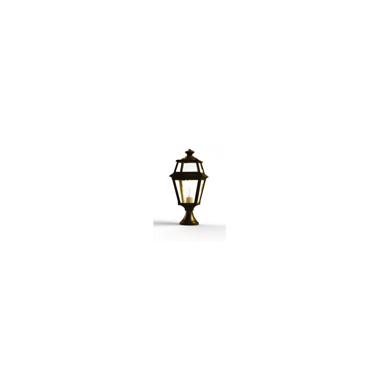 Place Des Vosges 2 Small Clear Glass Pedestal with Four-Sided Lantern