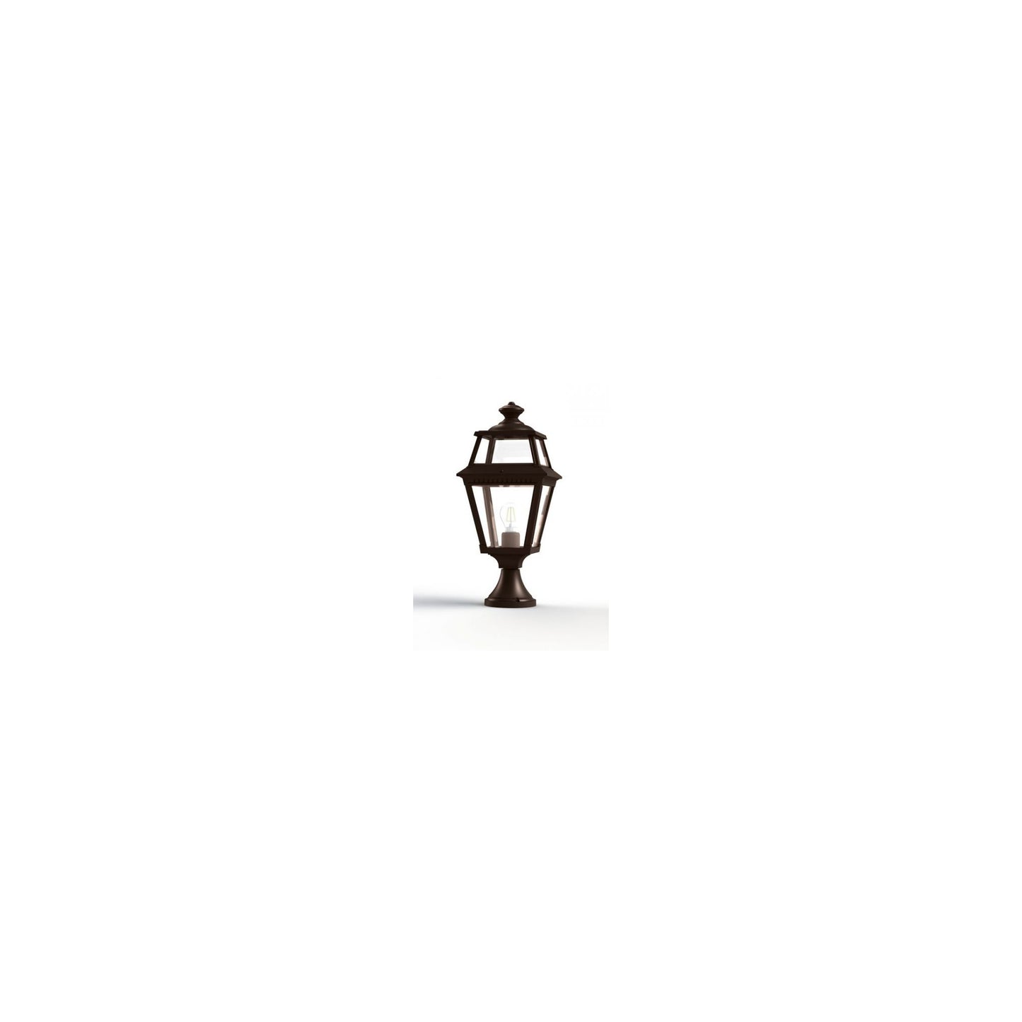 Place Des Vosges 2 Small Clear Glass Pedestal with Four-Sided Lantern