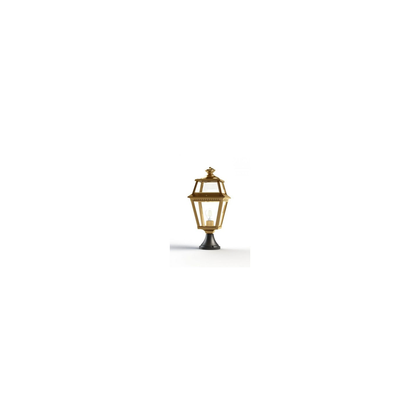 Place Des Vosges 2 Small Clear Glass Pedestal with Four-Sided Lantern