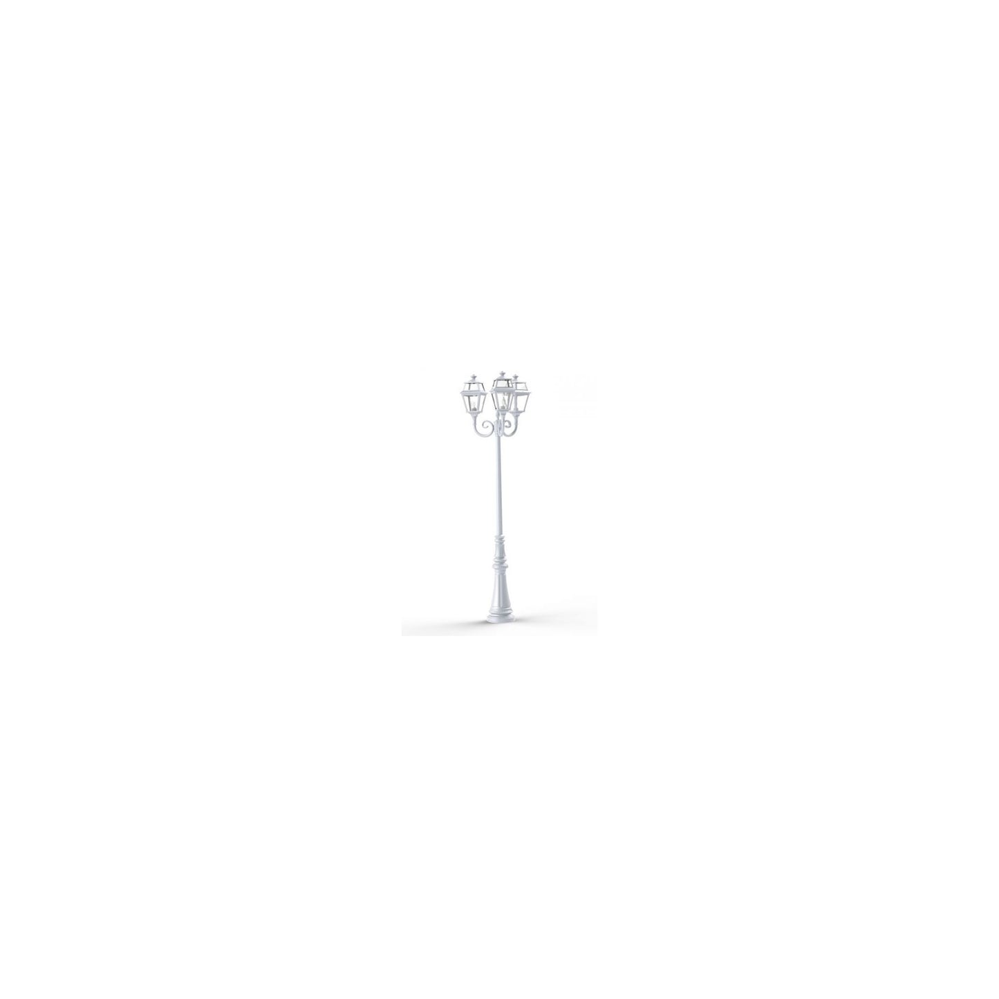Place Des Vosges 2 Large Three-Arm Clear Glass Lamp Post with Minimalist lines style lantern