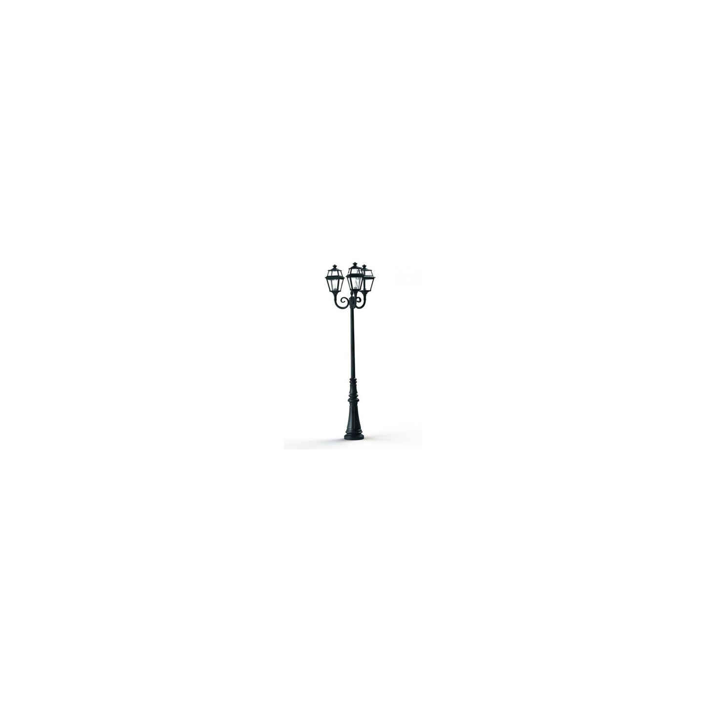 Place Des Vosges 2 Large Three-Arm Clear Glass Lamp Post with Minimalist lines style lantern