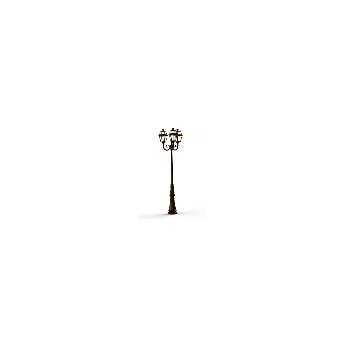 Place Des Vosges 2 Large Three-Arm Clear Glass Lamp Post with Minimalist lines style lantern