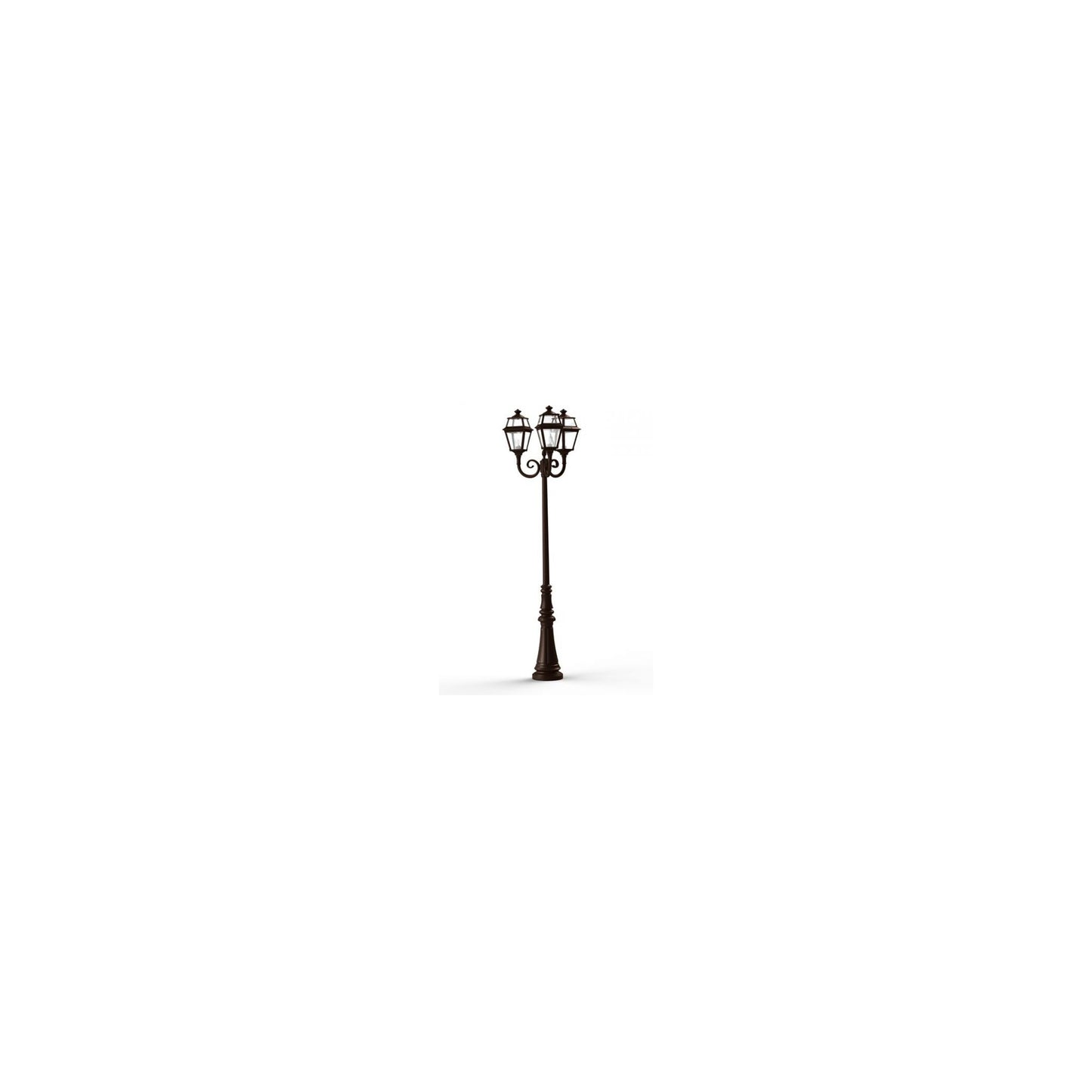 Place Des Vosges 2 Large Three-Arm Clear Glass Lamp Post with Minimalist lines style lantern