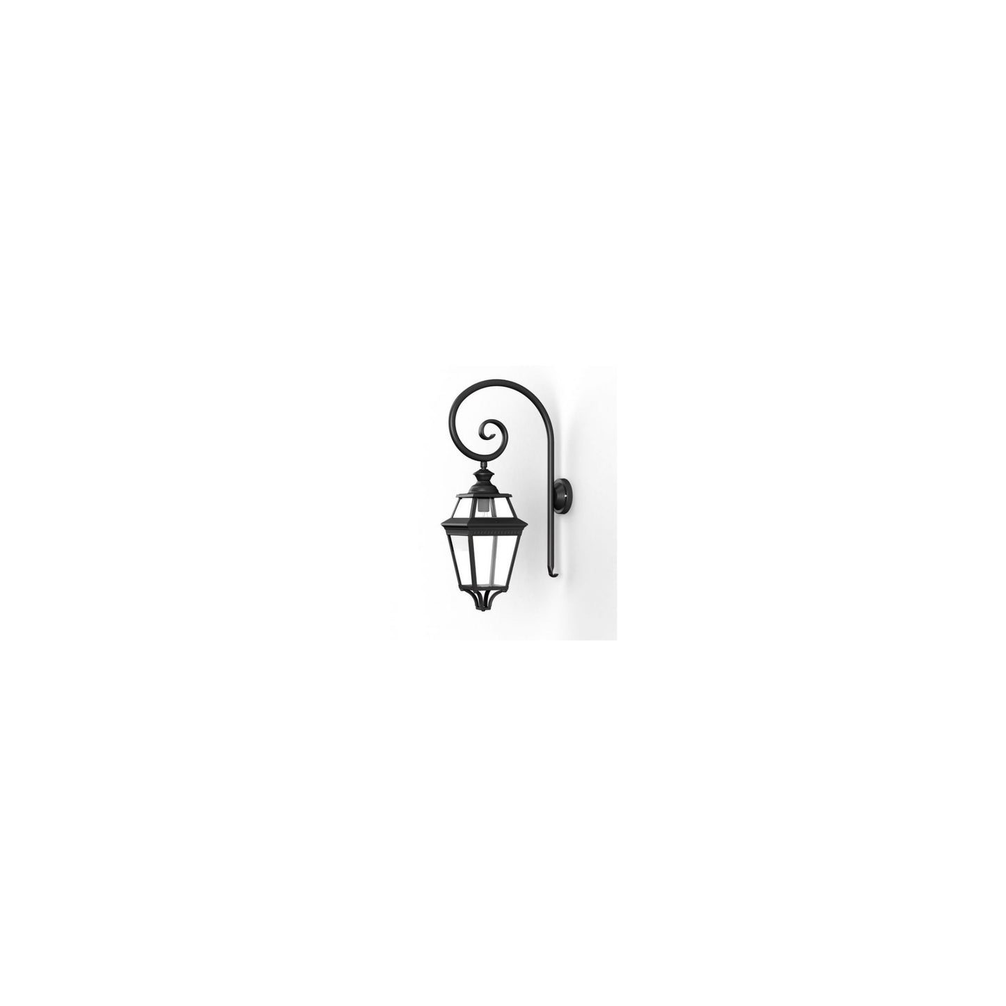 Place Des Vosges 3 Clear Glass Swan Neck Wall Bracket with Four-Sided Lantern