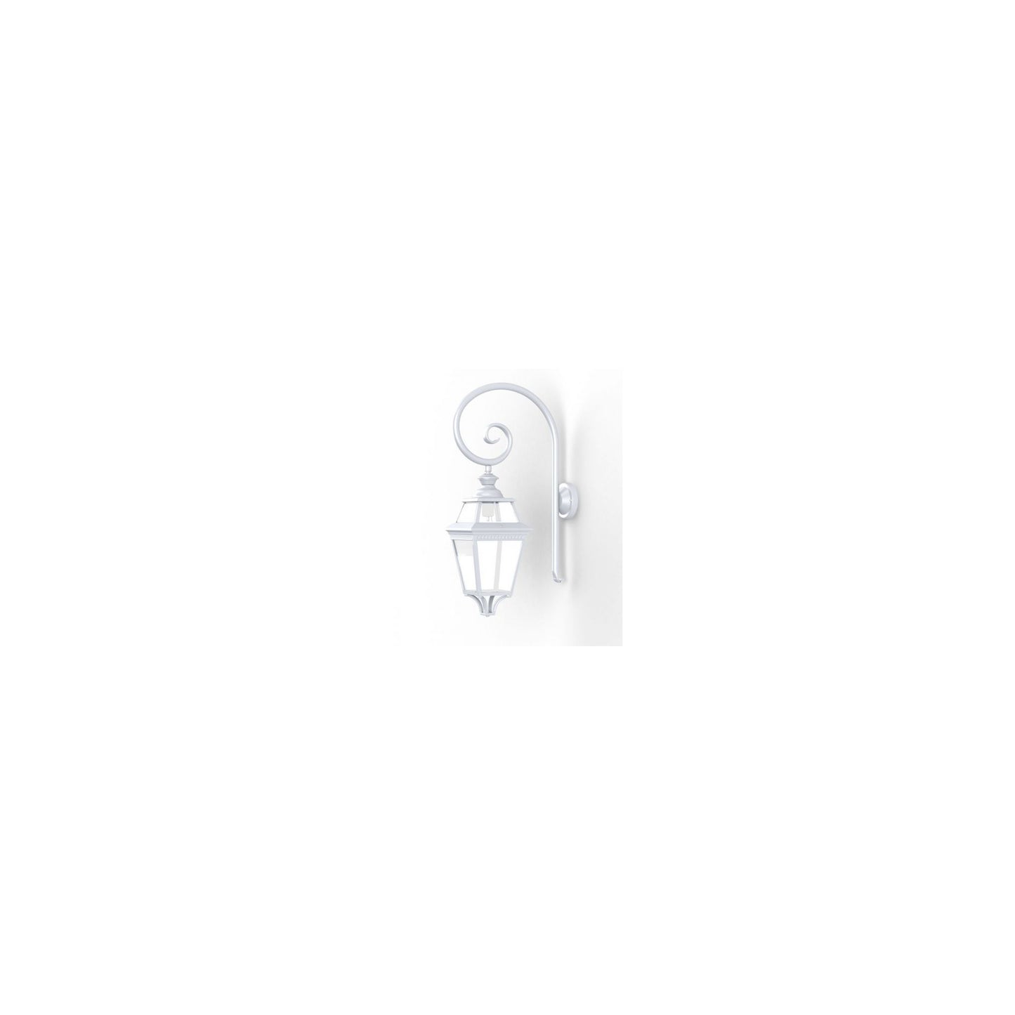 Place Des Vosges 3 Clear Glass Swan Neck Wall Bracket with Four-Sided Lantern