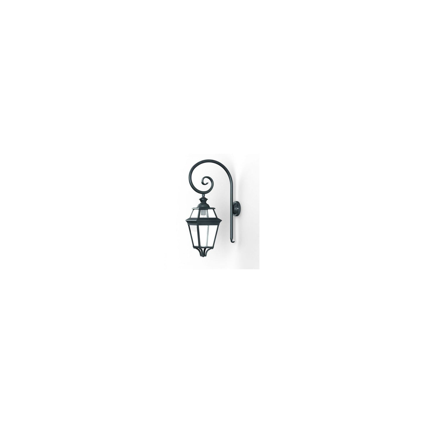 Place Des Vosges 3 Clear Glass Swan Neck Wall Bracket with Four-Sided Lantern
