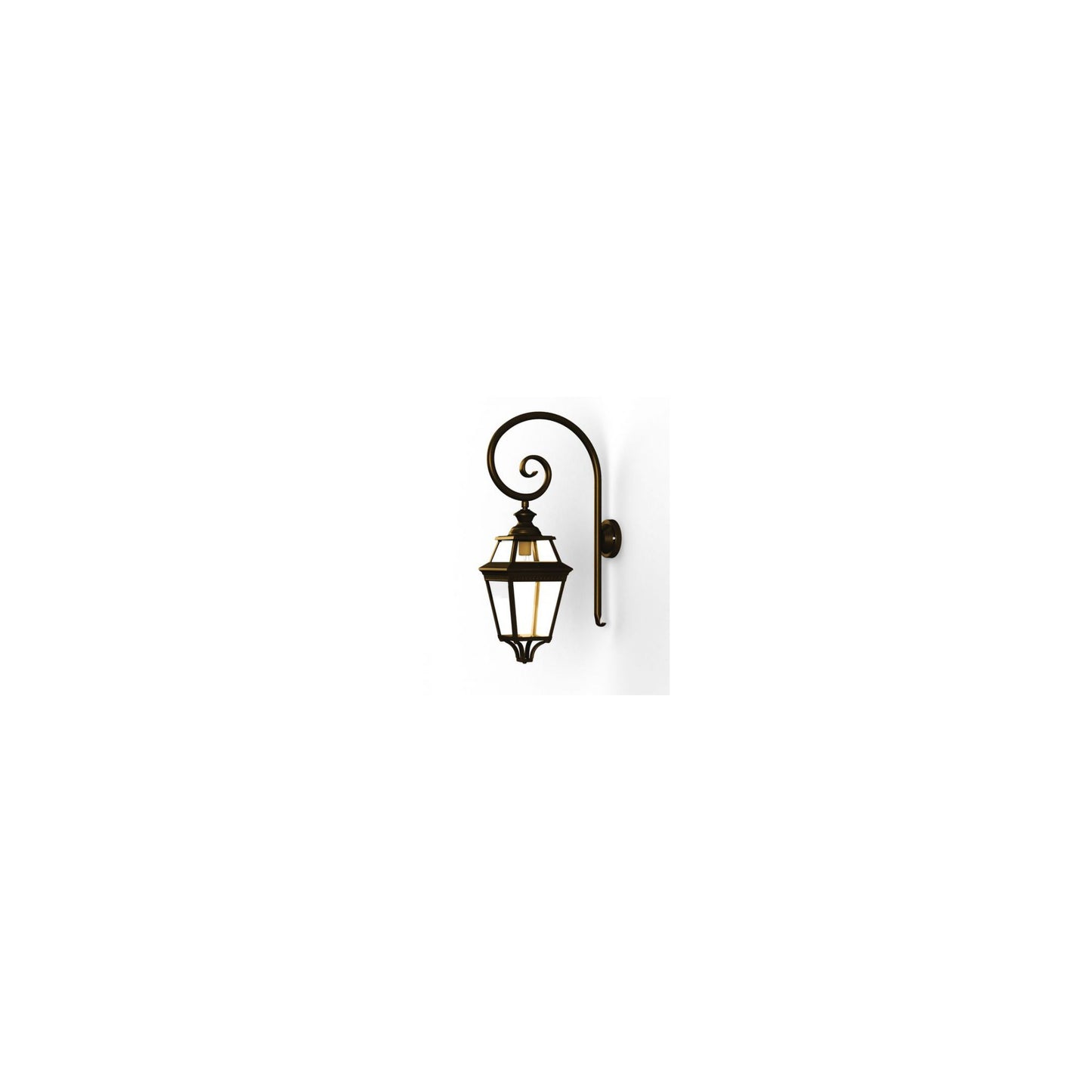 Place Des Vosges 3 Clear Glass Swan Neck Wall Bracket with Four-Sided Lantern