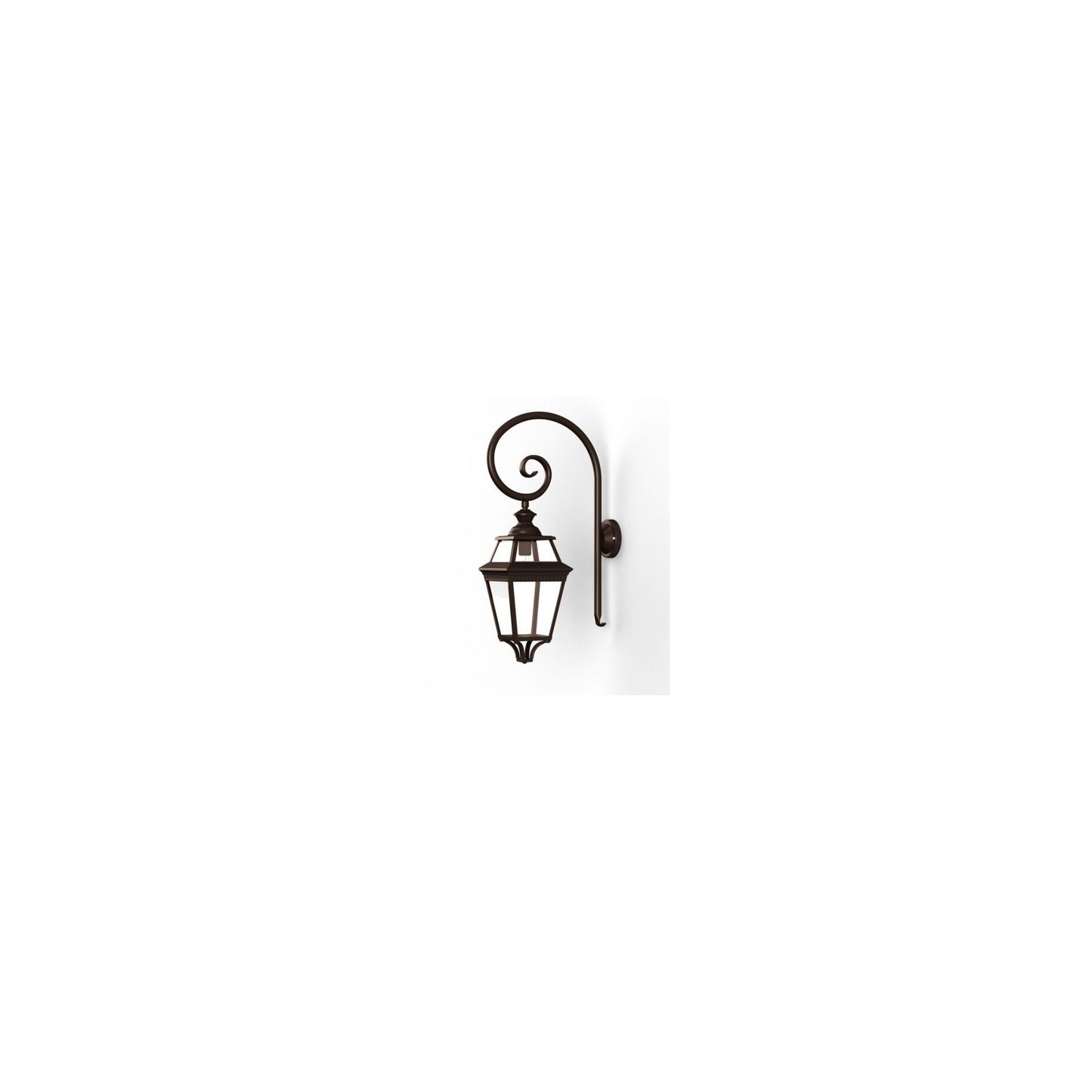 Place Des Vosges 3 Clear Glass Swan Neck Wall Bracket with Four-Sided Lantern