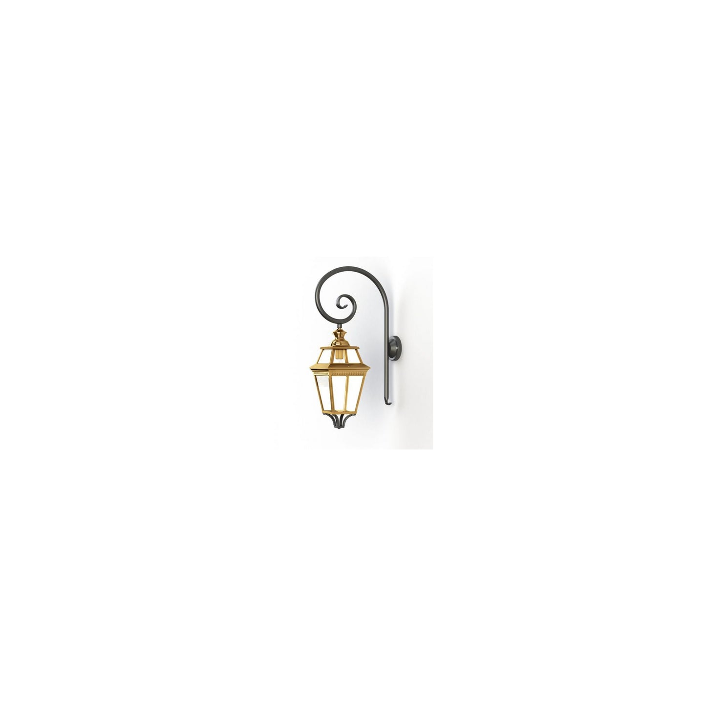 Place Des Vosges 3 Clear Glass Swan Neck Wall Bracket with Four-Sided Lantern