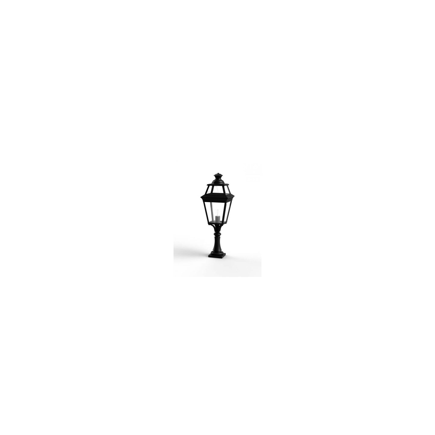 Place Des Vosges 3 Small Clear Glass Pedestal with Four-Sided Lantern