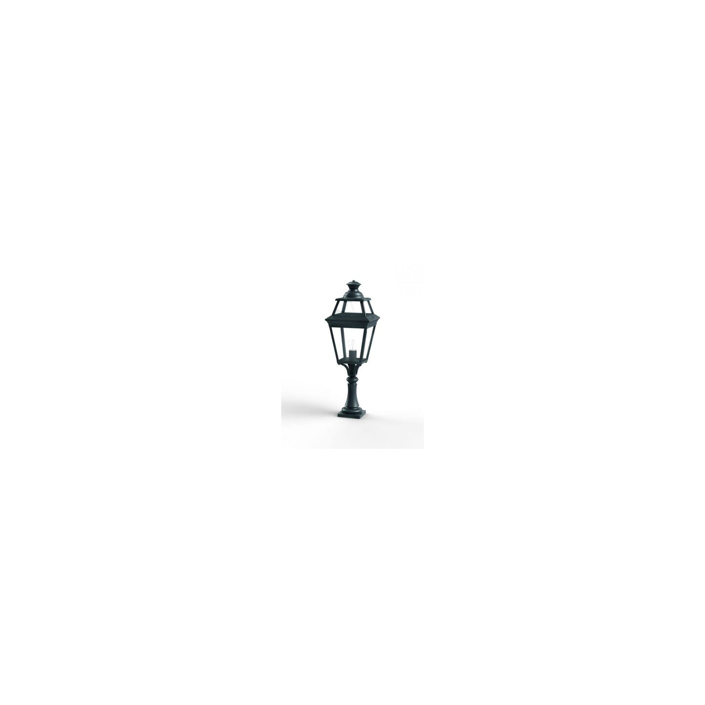 Place Des Vosges 3 Small Clear Glass Pedestal with Four-Sided Lantern