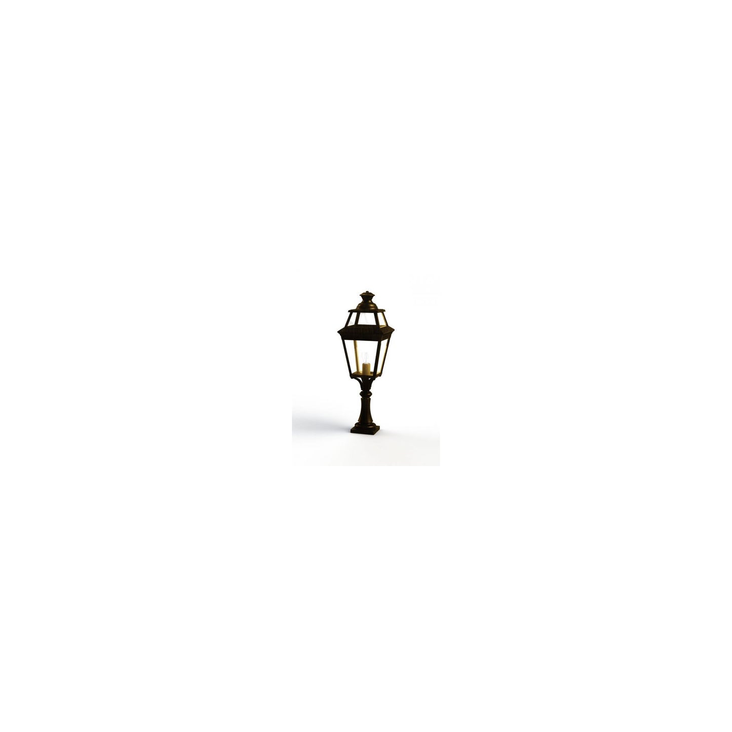 Place Des Vosges 3 Small Clear Glass Pedestal with Four-Sided Lantern
