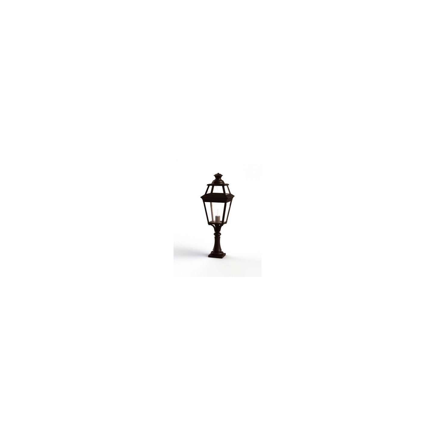 Place Des Vosges 3 Small Clear Glass Pedestal with Four-Sided Lantern